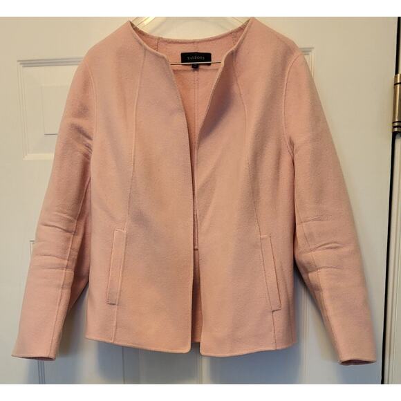 Talbots Womens Jacket Size XL Light Pink Merino Wool Open Front Blazer - Picture 8 of 11